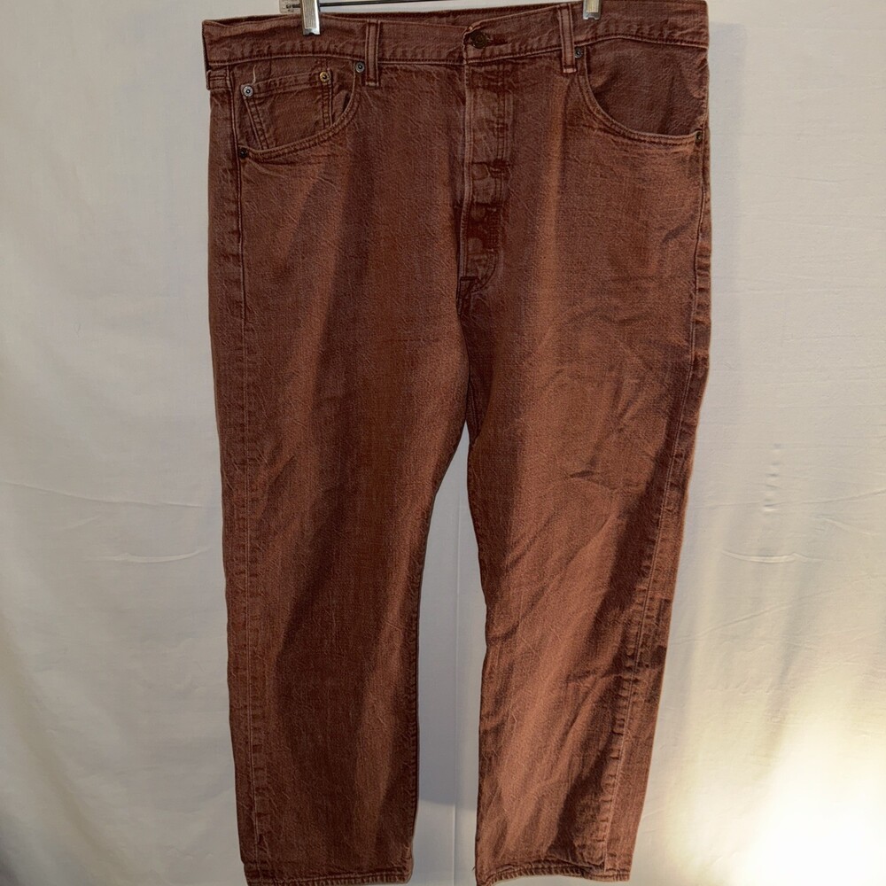 Levis 501 Jeans 40x30 Straight Leg Button Fly Dark Wash Mens Red USA